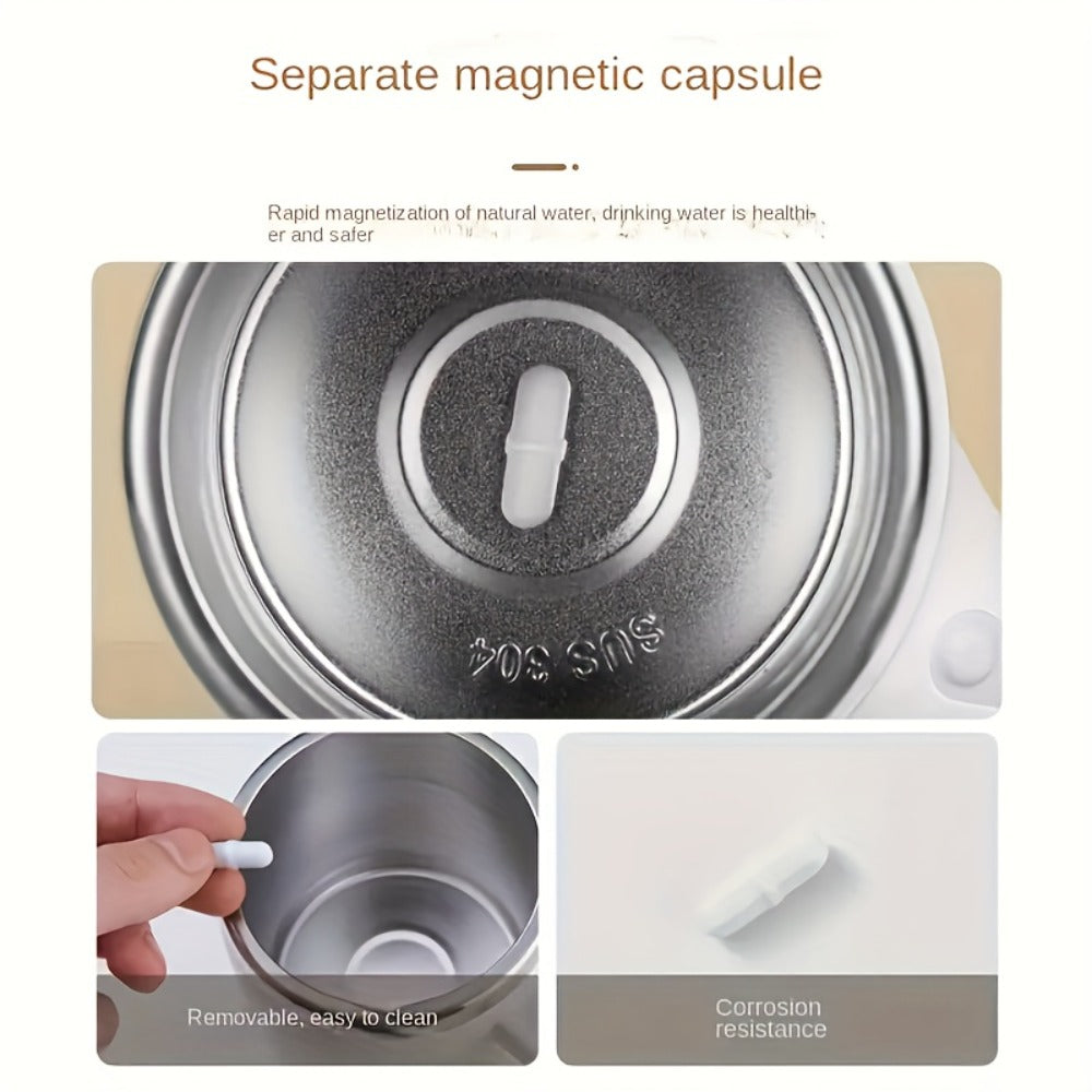 Self Stirring Coffee Mug with Magnetic Stirring Technology, 13.3oz Stainless Steel Travel Mug, No Battery Needed
