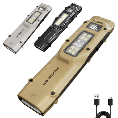 EDC Tactical Flashlight 1500 Lumen USB Rechargeable, Flat Slim Pocket Flashlight High CRI 5 Modes Red Warning Light