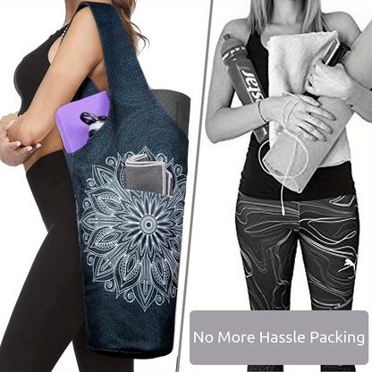 Yoga Mat Tote Bag 37”×15.5” – Large Shoulder Carrier with Dual Pockets for Yoga Mat, Block, Strap & Accessories, Fits Most Mat Sizes