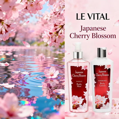 Cherry Blossom Gift Set for Women Body Lotion and Body Mist Japanese Sakura Fragrance Moisturizing Softening Skin Care Set