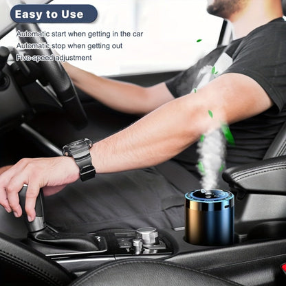 Car Air Freshener Rechargeable Aroma Diffuser with Three Refill Bottles, LED Ring and Auto On-Off