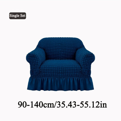 Seersucker Sofa Slipcover Elastic Band Closure Pet-Friendly All-Purpose Sofa Cover for Living Room Home Decor Protection
