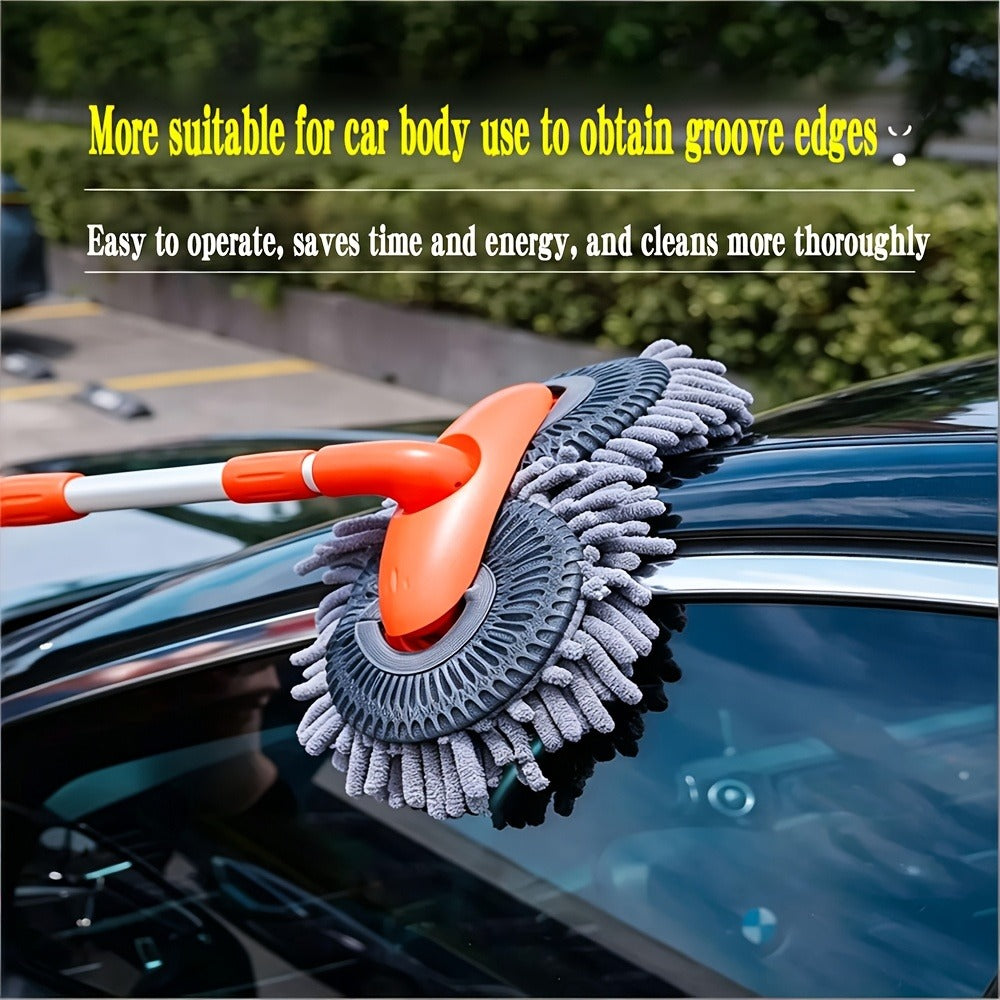 Car Wash Mop with Three-Stage Extension Handle, Rotating Microfiber Head and Replacement Head Option