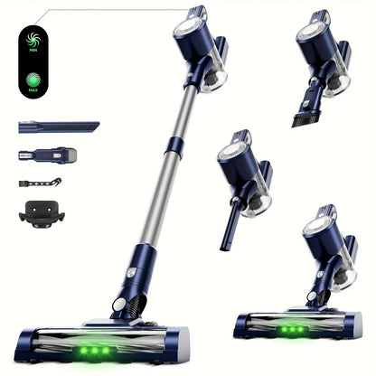 Cordless LED Stick Vacuum Cleaner with Removable Battery, Two Suction Modes and Seven Color Options