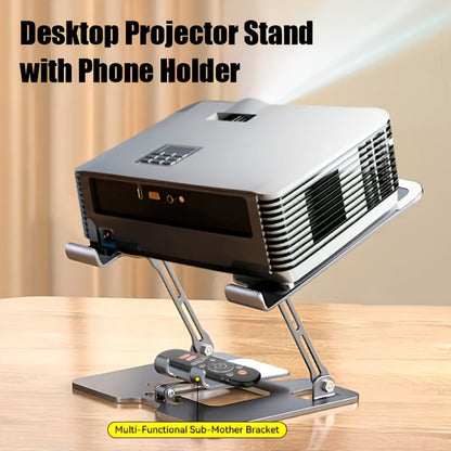 2-in-1 Laptop and Phone Stand with Adjustable Foldable Metal Frame in Silver or Black for Desk Use