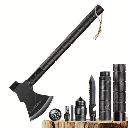Multi-Tool Survival Hatchet with Hammer, Flint Fire Starter & Protective Sheath – Durable All-Purpose Axe for Camping, Hiking, Fishing