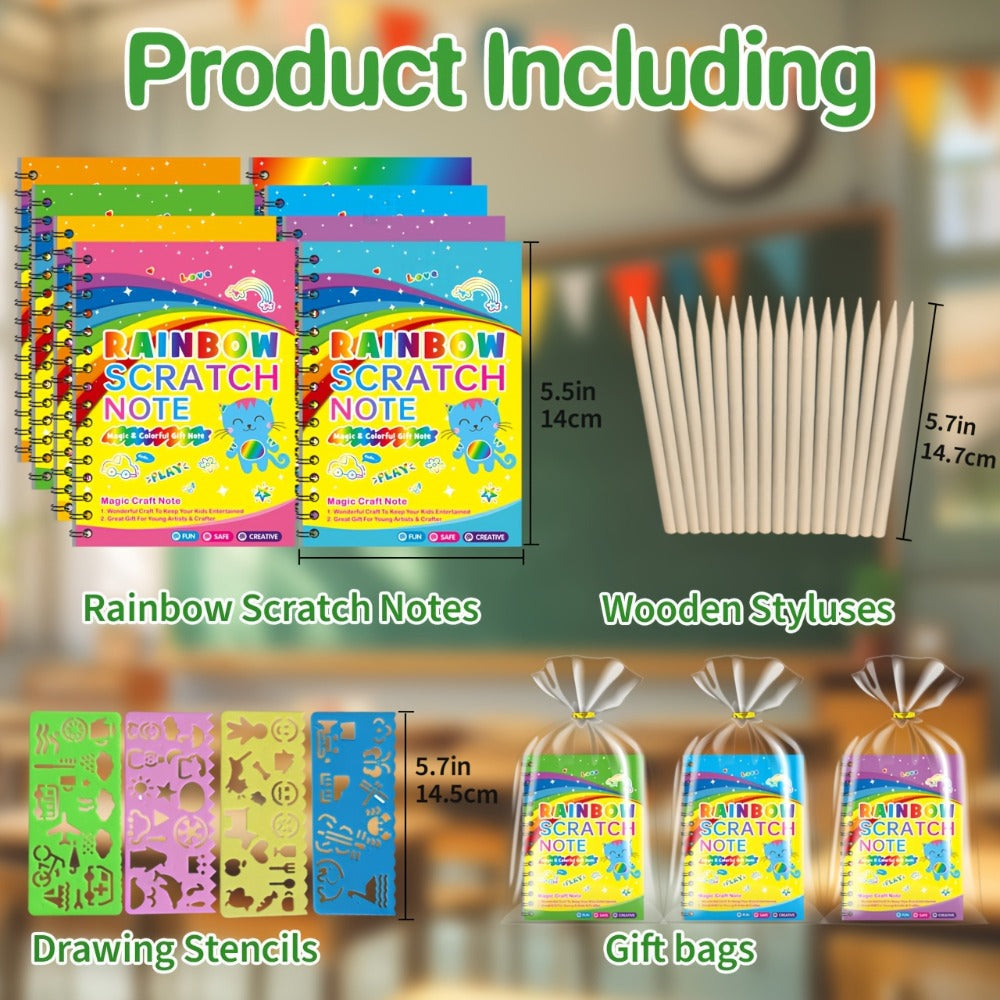 Scratch Art Notebooks 48 Pack Rainbow Scratch Paper Party Favors for Kids Birthday Gifts for Parties, Celebrations and Guest Favors