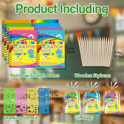 Scratch Art Notebooks 48 Pack Rainbow Scratch Paper Party Favors for Kids Birthday Gifts for Parties, Celebrations and Guest Favors