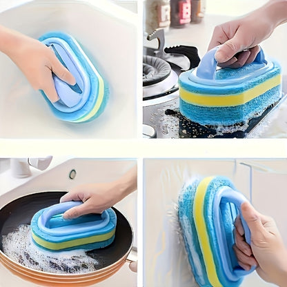 Natural Sponge Cleaning Brushes Set of 5 – Thickened Ergonomic Handle, Quick-Drying, Pill-Free, Multi-Surface Kitchen Bathroom Dishware Pool