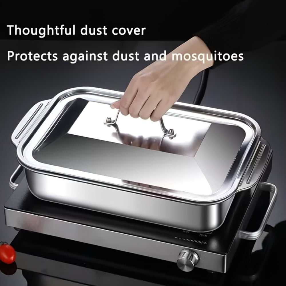 Stainless Steel Baking Sheet Pan Set with Lids, Nonstick Oven Trays & Roasting Pans for Baking Bread Desserts Seafood