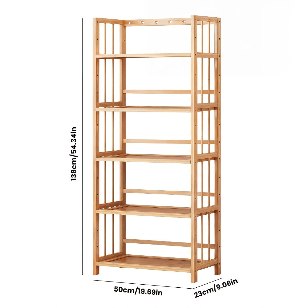 Bamboo Bookshelf Narrow 4 Tier Adjustable Shelves Wooden Bookcase Storage Shelf Organizer for Entryways, Bedrooms and Living Spaces