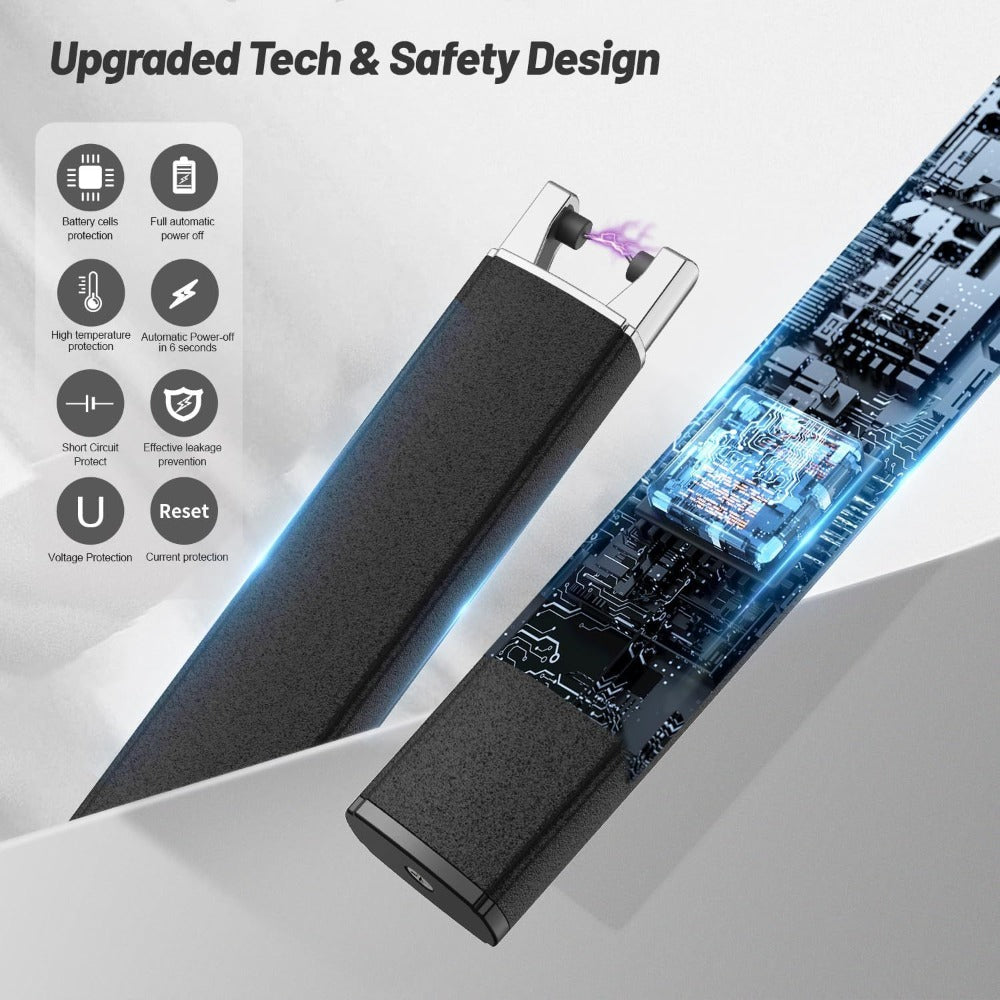 Two-Piece Electric Arc Candle Lighter Set in Black or Rose Gold with USB-C Charging Cables