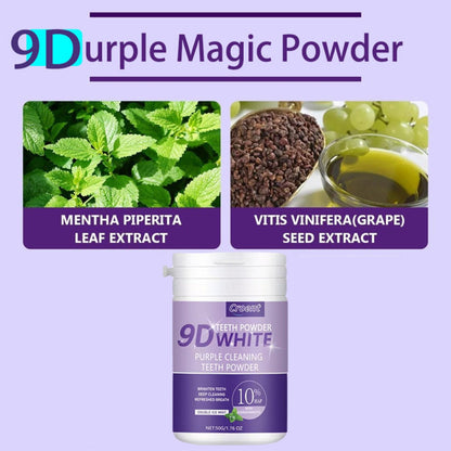 Purple Teeth Whitening Powder - 9D Color Correcting Tooth Powder for, 360° Deep Cleansing & 12H Fresh Breath
