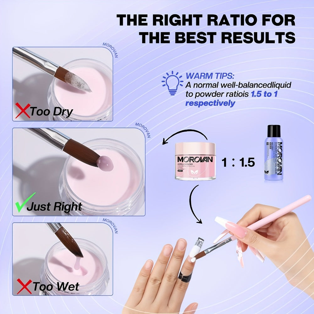 Complete Acrylic Nail Art Kit with Glitter – Pink Clear White Acrylic Powder 12 Color Glitter Powder Nail Liquid Clippers Full Tool Set