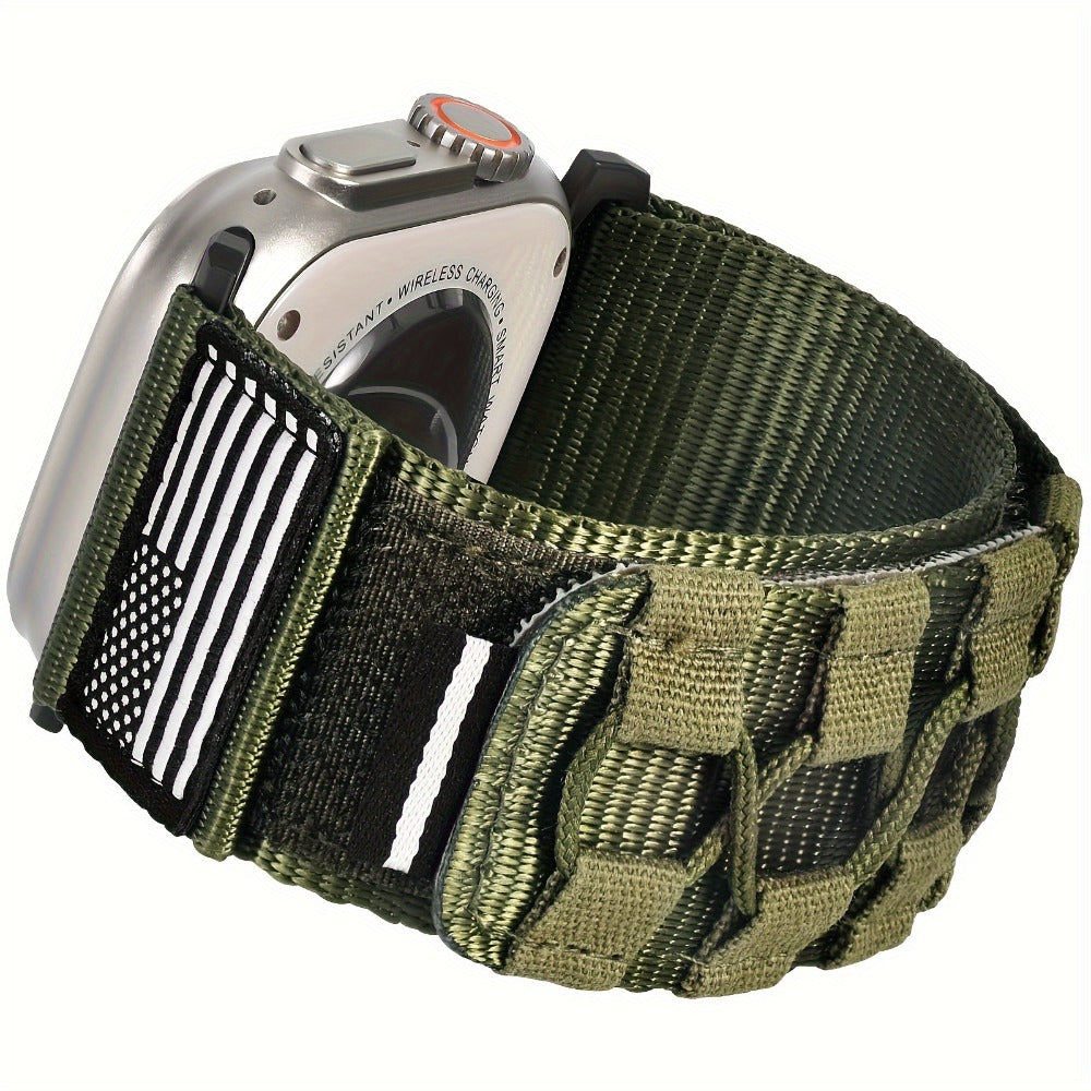 Rugged Nylon Apple Watch Band Men Sport Loop Woven Adjustable Hook Loop Strap Compatible for an Everyday Personal Care Routine