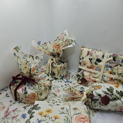 Vintage Floral Wrapping Paper 50pcs, 20"x14" Elegant Pastel Gift Wrap Sheets with Ruffled Edges, Purple Lily Design for Wedding Birthday