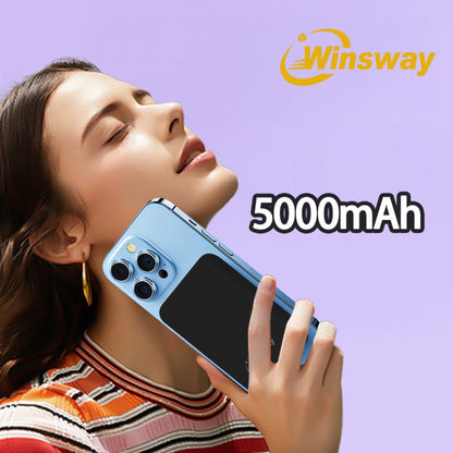 Power Bank Magnetic 5000mAh Mini with Wireless Charging, PD, QC3.0 and Eight Colors for Travel