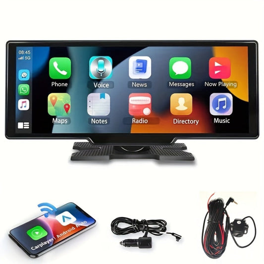10.26 Inch Car Screen with Wireless CarPlay & Android Auto – Ultra HD Bluetooth Car Monitor, Dual Camera, Reversing Assist, Navigation