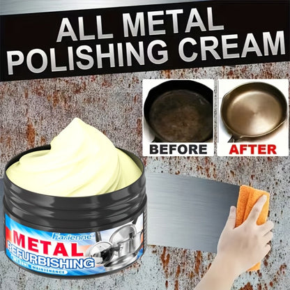 1.01oz Metal Refurbishing Cleaning Paste Tub with One Round Black Scrub Pad for Cookware and Metal Surfaces