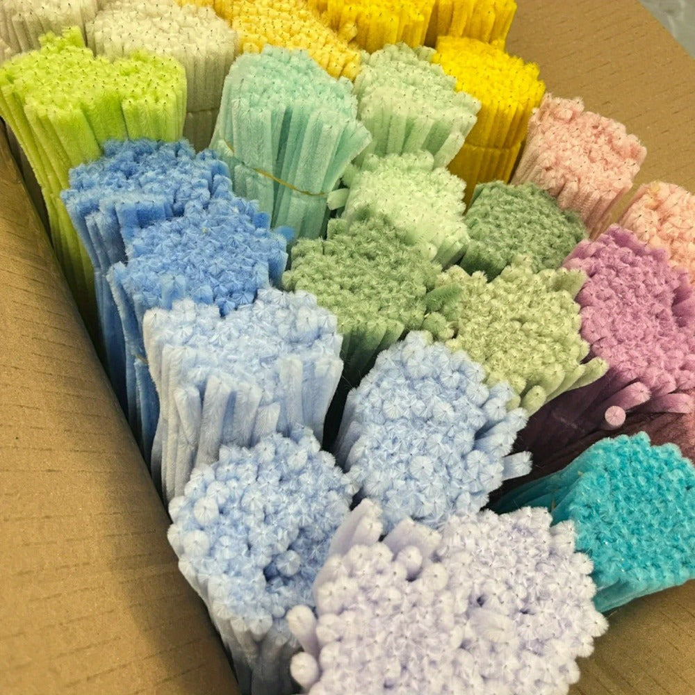 Pipe Cleaners 1020pcs Chenille Stems 20 Colors, Upgraded Thick Fuzzy Sticks with Patterned Rods for Kids Adults Teachers