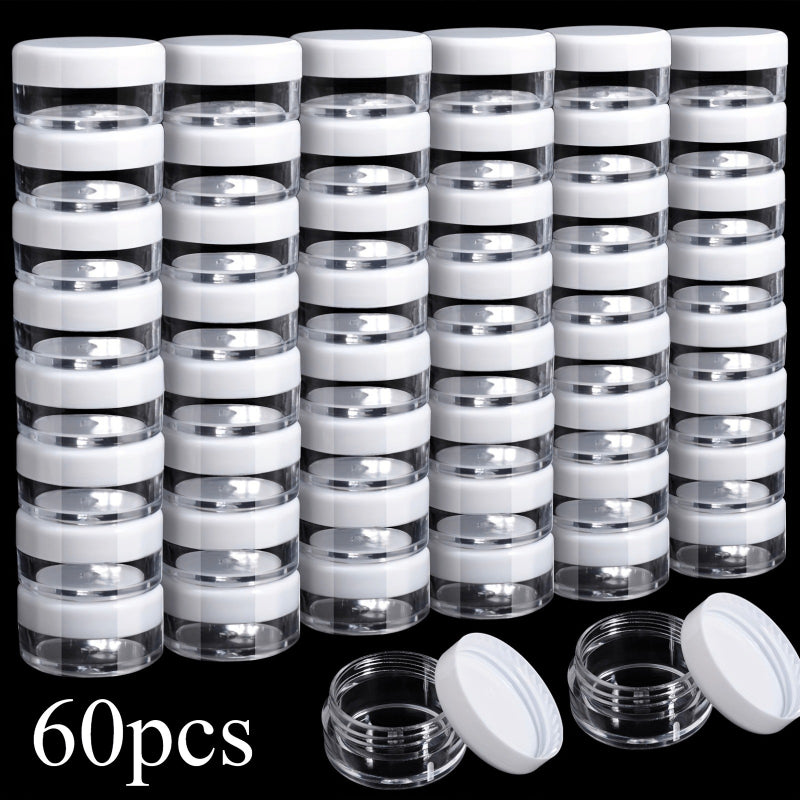Mini Cosmetic Containers with Lids 60 Pack – 5g Small Round Plastic Sample Jars for Travel, Lip Balm, Lotion, Cream & DIY Beauty
