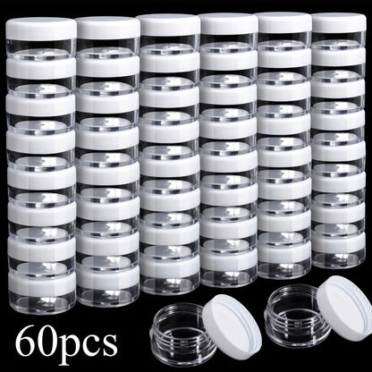 Mini Cosmetic Containers with Lids 60 Pack – 5g Small Round Plastic Sample Jars for Travel, Lip Balm, Lotion, Cream & DIY Beauty