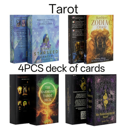 Tarot Card Deck Set 4pcs, Starseed Oracle, Paolo Barbieri Zodiac Oracle, Harmony Tarot & Wandering Spirit Tarot Cards