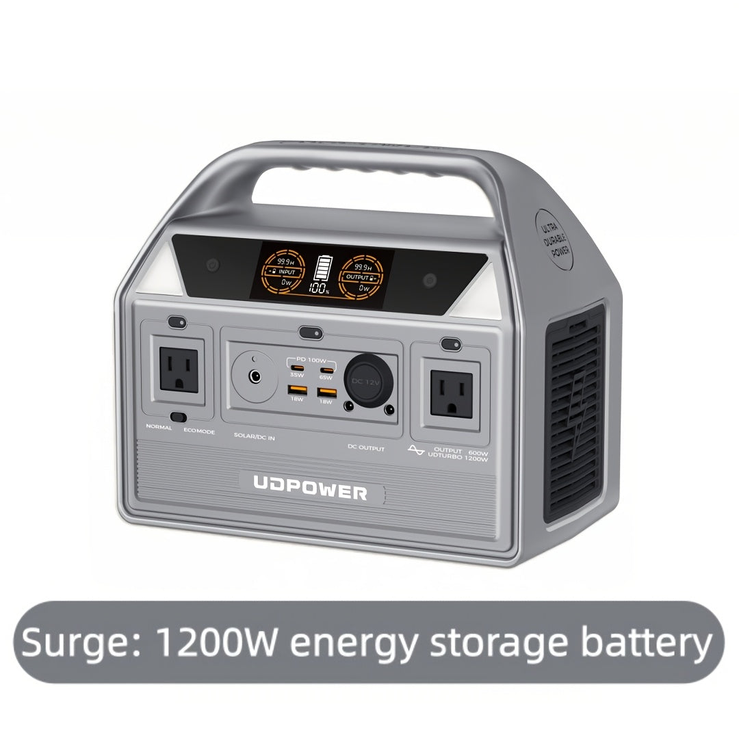 Portable Power Station 595Wh 600W with LiFePO4 Cell Pack, Nine Outputs, USB-C PD and 1200W Surge