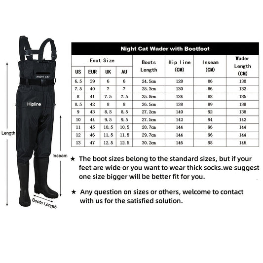Waterproof Chest Waders for Men – Bootfoot PVC Fishing Suit with H-Back Suspenders, Anti-Slip Rubber Boots | Sizes 7.5–13 | Ice Fishing