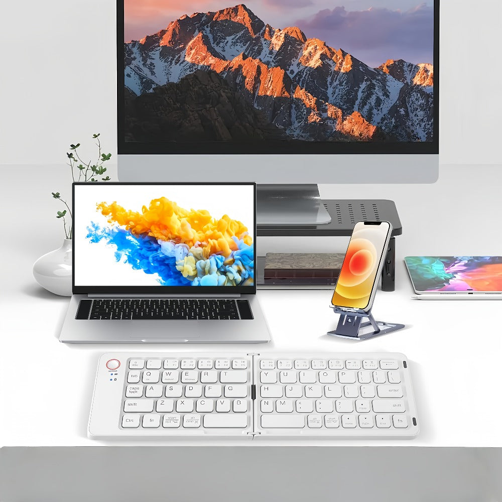 Folding Wireless Keyboard KLZO B023 Dual-Fold Magnetic, Slim Portable Bluetooth Keyboard, Ultra-Long Battery Life