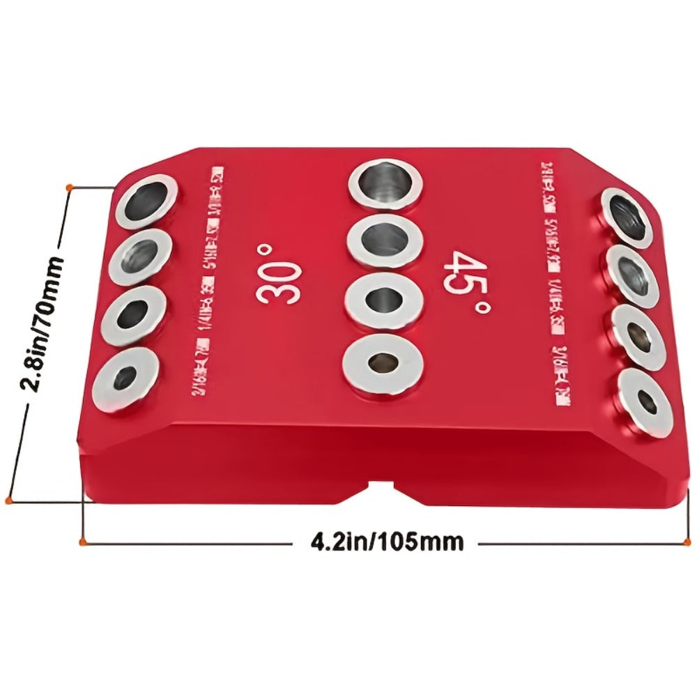 Multi-Angle Drill Guide Jig 30 45 90 Degree All-Metal for Cable Railing Lag Screw Installation Deck Stair Handrail Post Hole Drilling