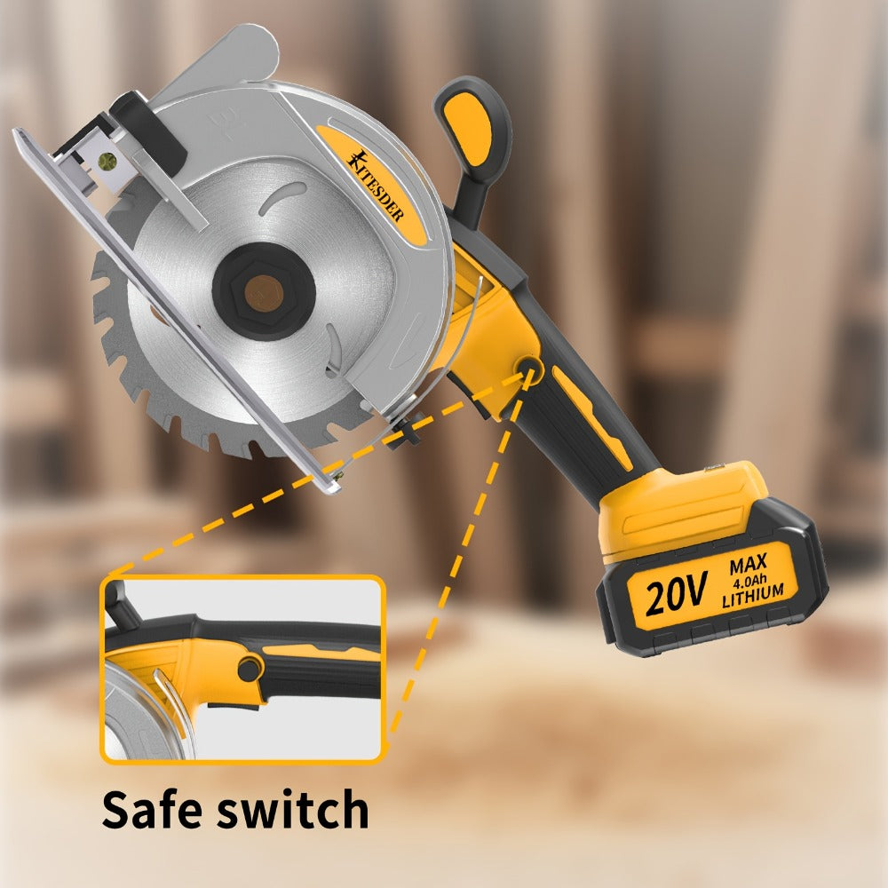 Brushless Circular Saw 5-Inch Kit 6900RPM with Battery & Charger, 45° Bevel Cut, Up to 6 Saw Blades