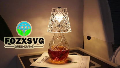 Table Lamp for Wine Bottles with Acrylic Crystal Shade, 2000mAh Battery, Three Colors and One or Two-Pack Options