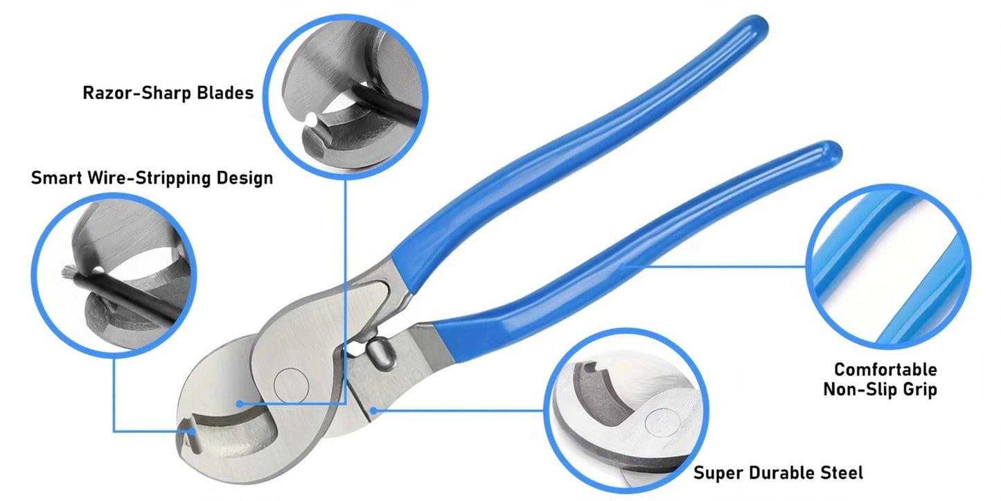 Battery Cable Lug Crimping Tool Set AWG 8-1/0 Ratchet Crimper with Copper Wire Lugs, Heat Shrink Tubing