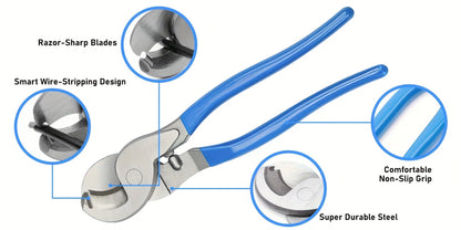 Battery Cable Lug Crimping Tool Set AWG 8-1/0 Ratchet Crimper with Copper Wire Lugs, Heat Shrink Tubing
