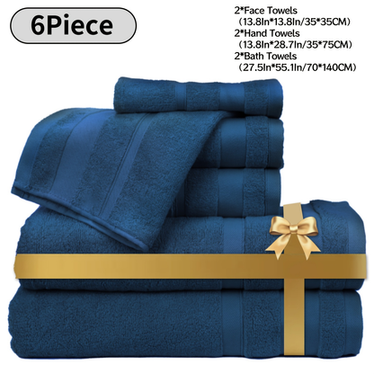 Towel Set 6 or 10 Piece Pure Cotton Bath Towels in Grey, Blue, White or Yellow for Home, Gym and Travel