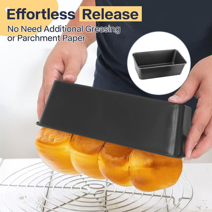 Loaf Pan Set of 4 Nonstick Carbon Steel Meatloaf Pan with Drain Tray 9x5 Inch Bread Baking for Home Cooking, Dining and Outdoor Meals