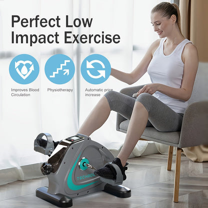 Portable Elliptical Trainer Mini Exercise Bike Under Desk Pedal Exerciser LCD Display for Entryways, Bedrooms and Living Spaces