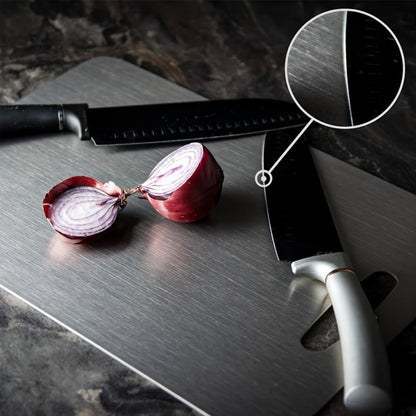 Cutting Board Three-Piece Stainless Steel Set with Rounded Corners, Carry Handles and Three Sizes