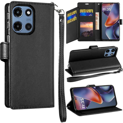 Moto G 5G 2025 Wallet Case PU Leather Folio with 5 Card Slots Cash Pocket Magnetic Closure Kickstand for Motorola Moto G 5G 2025