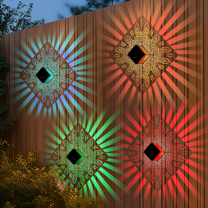Solar Fence Lights Outdoor – Metal Step Wall Light for Garden Pillar Patio Courtyard Multicolor & Warm LED Decor