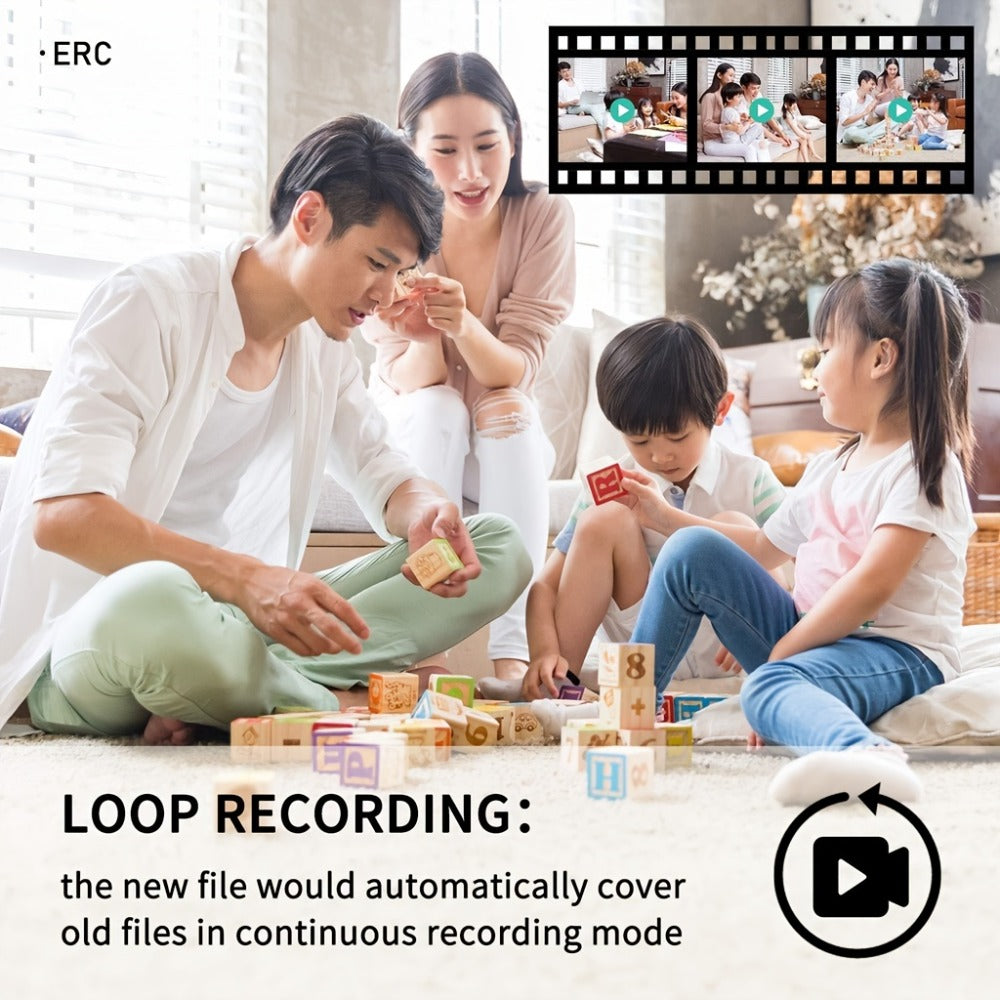 Security Camera Mini 1080P Body Recorder with Night Vision, and Optional 64GB Card with Model-Specific Power, Storage and Pack Options