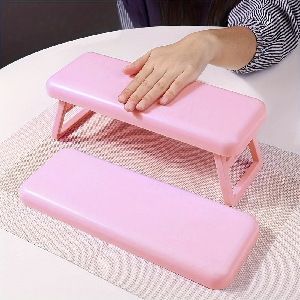 Folding Nail Armrest Hand Rest for Nail Technicians – Cushioned Wrist Support Pillow Bracket, Portable Manicure Table Stand