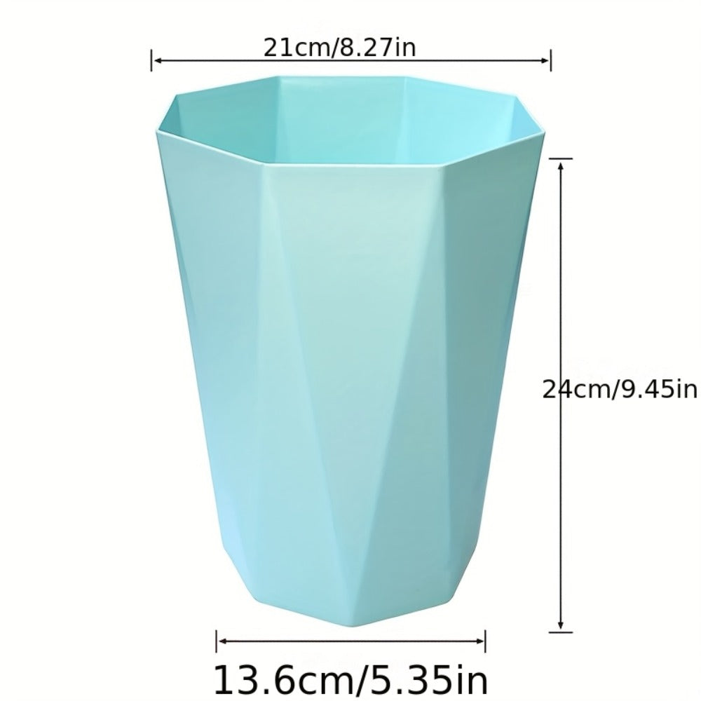 Trash Can 2 Pack Nordic Octagonal Wastebasket – Small Open Top Geometric Plastic Waste Bin with Brushed Finish for Bathroom