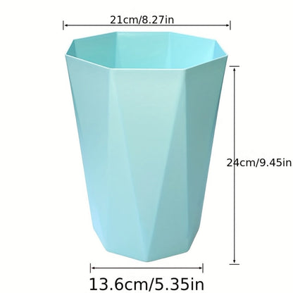 Trash Can 2 Pack Nordic Octagonal Wastebasket – Small Open Top Geometric Plastic Waste Bin with Brushed Finish for Bathroom