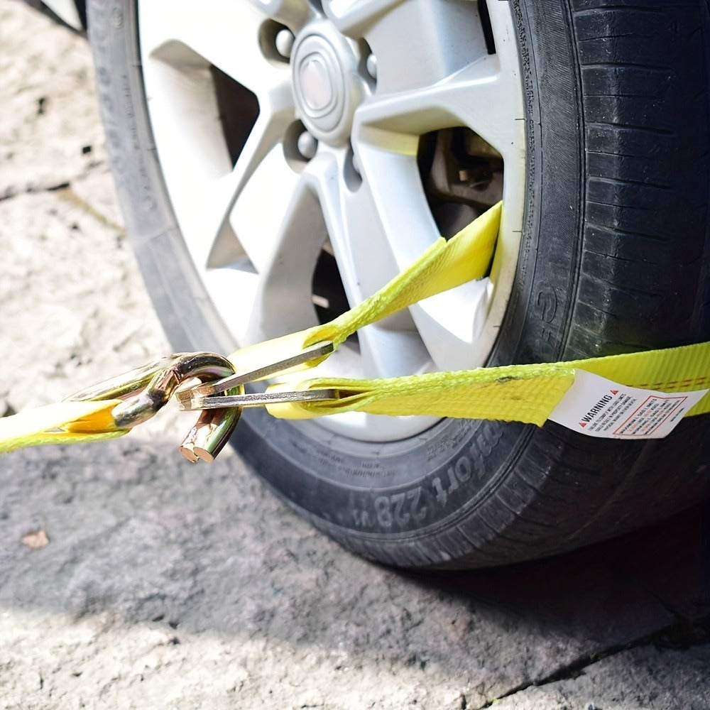 Axle Tie Down Straps 2" x 36" – Heavy Duty Car Tow Straps with D-Rings & Protective Covers for Car, Truck