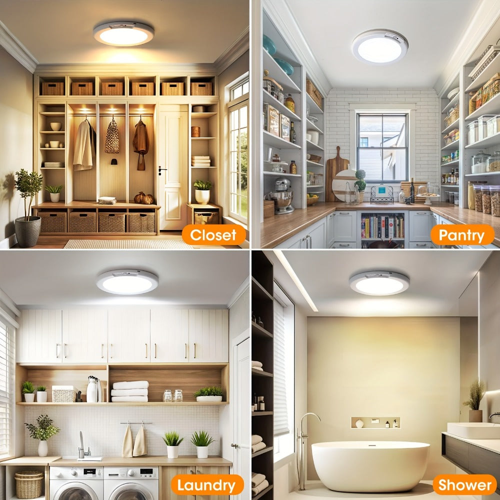 Rechargeable Ceiling Light No Wiring, Battery Operated LED Ceiling Light with Remote Control, Motion Sensor