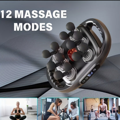 Fascia Gun Multi-Head Deep Tissue Massager, 9 High-Frequency Modes for Leg, Waist, Back & Hip