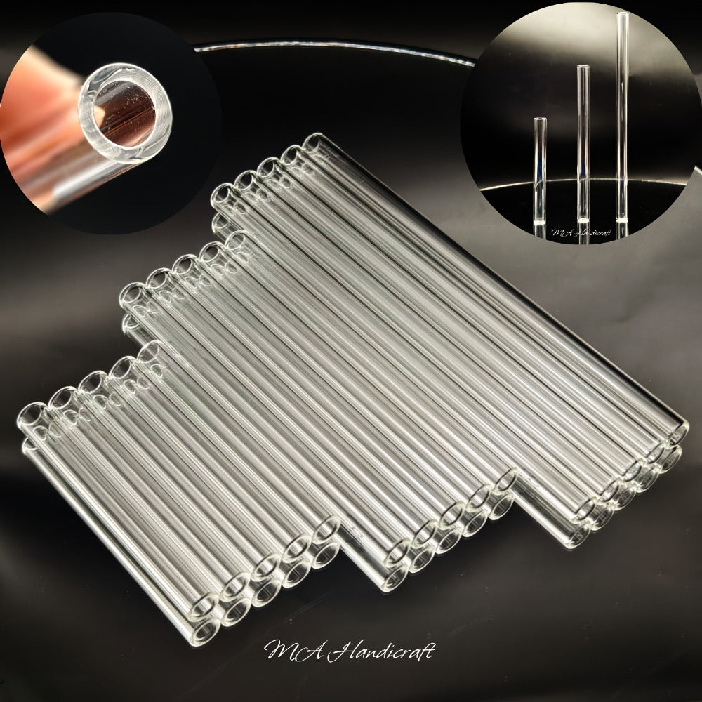 Borosilicate Glass Straws 10pcs Reusable Clear 12mm Wide, Heat Resistant 150°C for Entryways, Bedrooms and Living Spaces