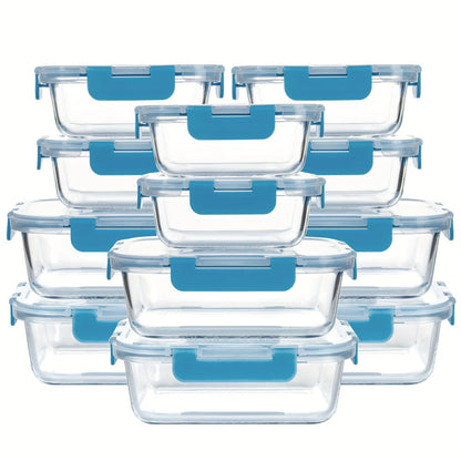 Glass Food Storage Containers with Airtight Lids – Borosilicate Glass Meal Prep Containers Set, Microwave Dishwasher Freezer Safe